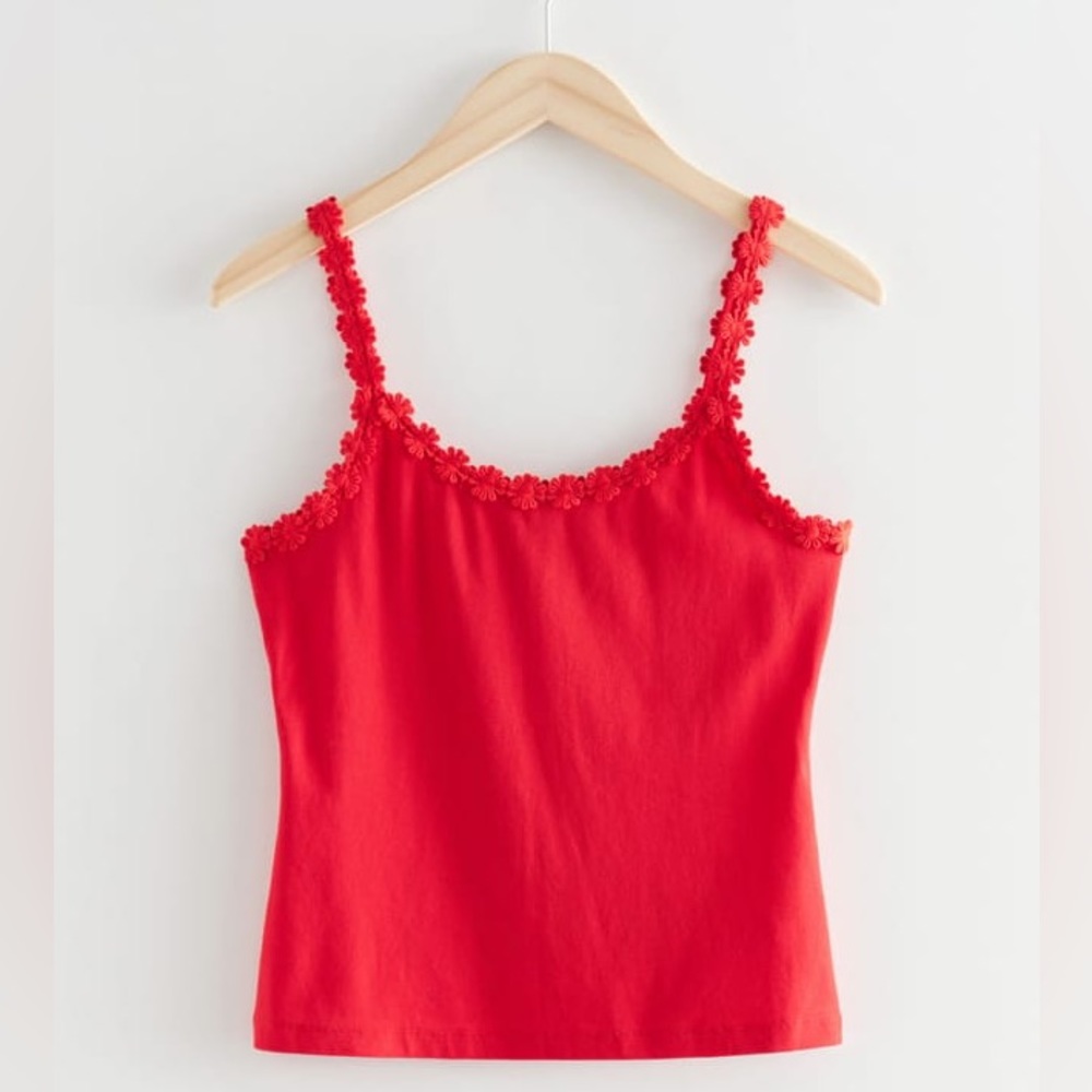 Floral-Trimmed Tank Top